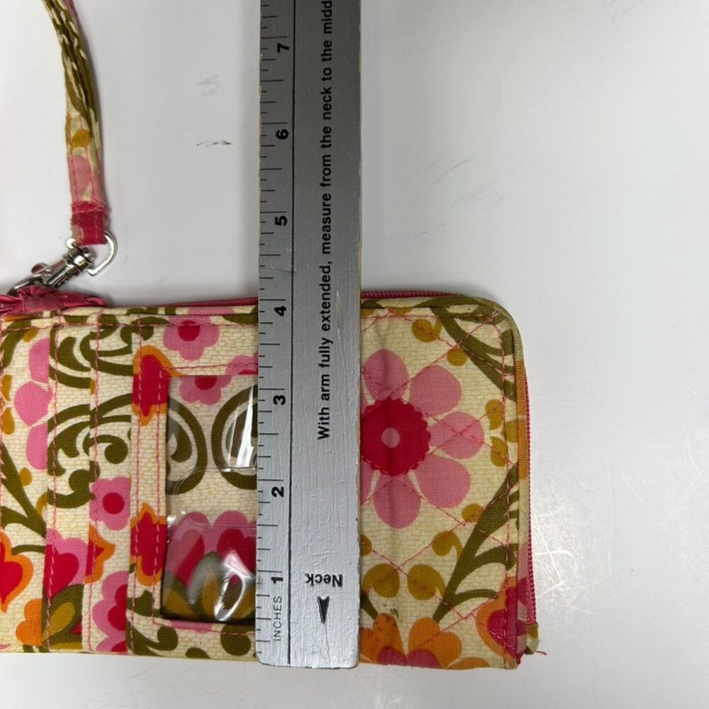 Vera Bradley Folkloric Yellow Pink Red Green Floral Pattern Double ID Wristlet - Picture 13 of 13